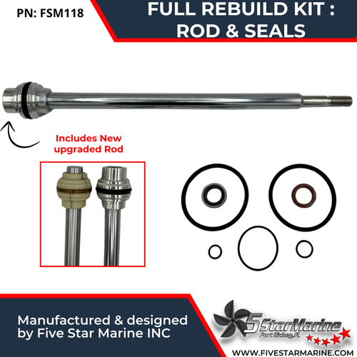 VOLVO PENTA Power Steering Actuator Full Rebuild Kit: Rod & Seals 21910902 3812269 3860883 3862210 3862513 FSM118