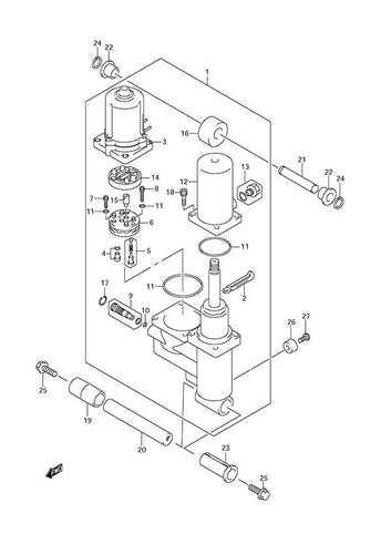 Rebuild Service w/Warranty Johnson 4 Stroke 01-06 40-50 Trim Tilt 48000-87J20 5032652 48000-87J14