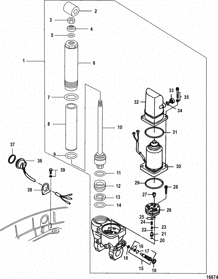 Rebuild Service w/Warranty For 25hp 3 cylinder EFI Mercury Tilt Trim Unit 851873T03